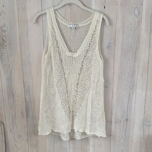 Cabi Linen Crochet Top Size M